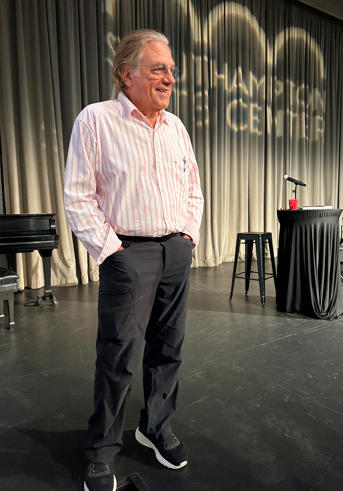 gerald rosengarten on stage at the Southampton Arts Center